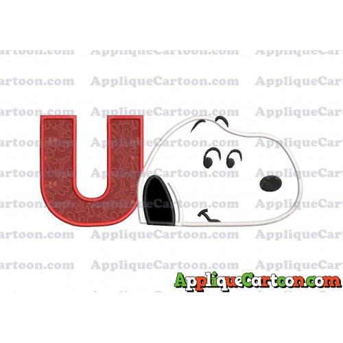 Snoopy Peanuts Head Applique Embroidery Design With Alphabet U