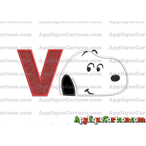 Snoopy Peanuts Head Applique Embroidery Design With Alphabet V