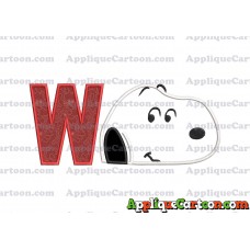 Snoopy Peanuts Head Applique Embroidery Design With Alphabet W