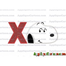 Snoopy Peanuts Head Applique Embroidery Design With Alphabet X
