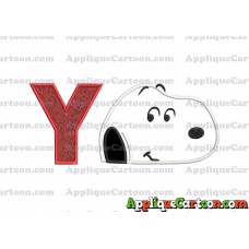 Snoopy Peanuts Head Applique Embroidery Design With Alphabet Y