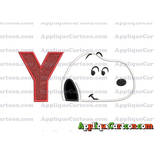 Snoopy Peanuts Head Applique Embroidery Design With Alphabet Y