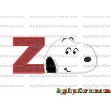 Snoopy Peanuts Head Applique Embroidery Design With Alphabet Z