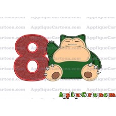 Snorlax Pokemon Applique Embroidery Design Birthday Number 8