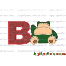 Snorlax Pokemon Applique Embroidery Design With Alphabet B
