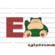 Snorlax Pokemon Applique Embroidery Design With Alphabet E