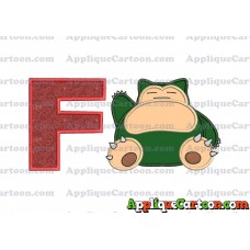 Snorlax Pokemon Applique Embroidery Design With Alphabet F