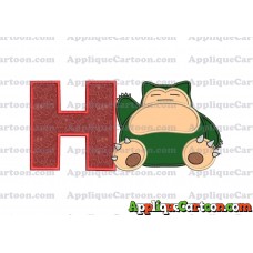 Snorlax Pokemon Applique Embroidery Design With Alphabet H