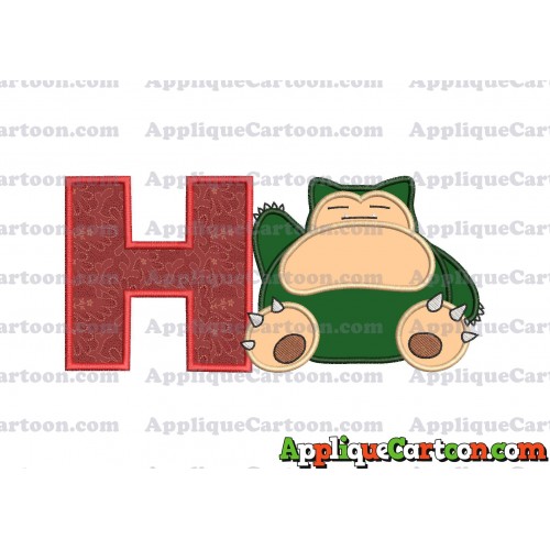 Snorlax Pokemon Applique Embroidery Design With Alphabet H