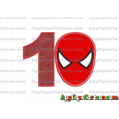 Spider Man Head Applique Embroidery Design Birthday Number 1