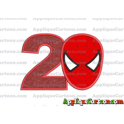 Spider Man Head Applique Embroidery Design Birthday Number 2