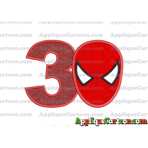 Spider Man Head Applique Embroidery Design Birthday Number 3