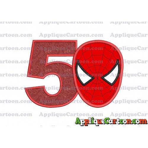 Spider Man Head Applique Embroidery Design Birthday Number 5