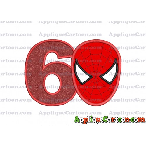 Spider Man Head Applique Embroidery Design Birthday Number 6