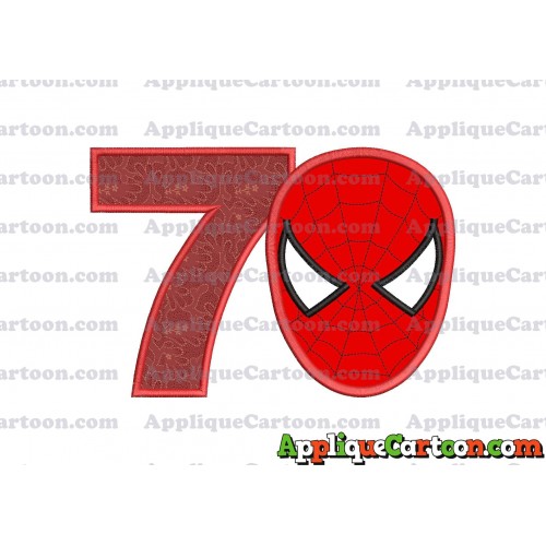 Spider Man Head Applique Embroidery Design Birthday Number 7
