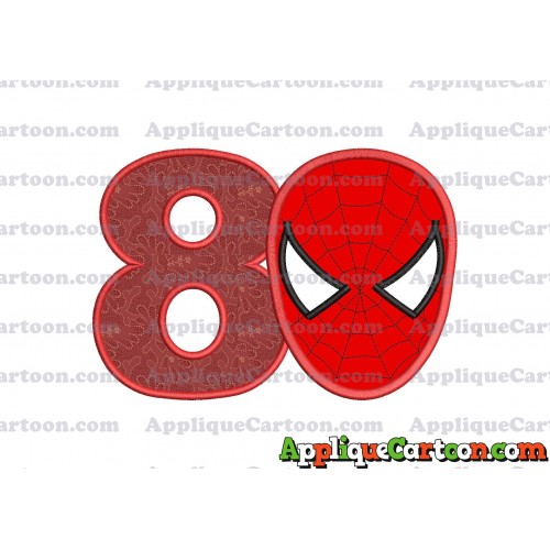 Spider Man Head Applique Embroidery Design Birthday Number 8