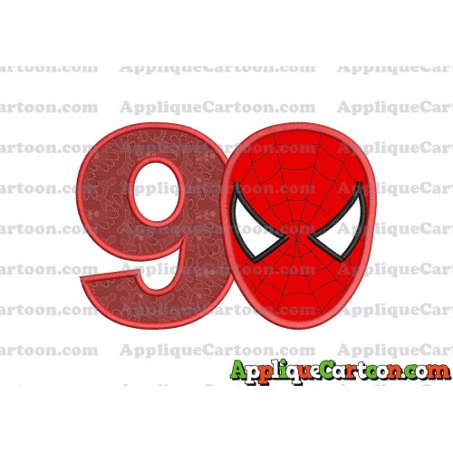 Spider Man Head Applique Embroidery Design Birthday Number 9