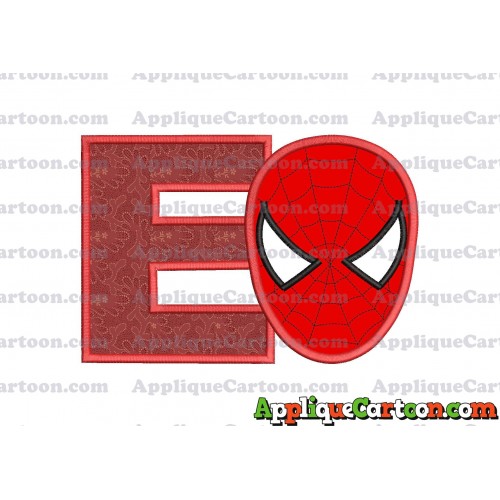 Spider Man Head Applique Embroidery Design With Alphabet E