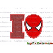 Spider Man Head Applique Embroidery Design With Alphabet I