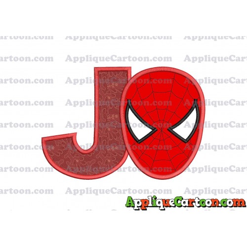 Spider Man Head Applique Embroidery Design With Alphabet J