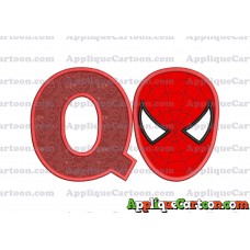 Spider Man Head Applique Embroidery Design With Alphabet Q