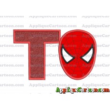 Spider Man Head Applique Embroidery Design With Alphabet T