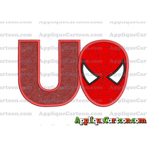 Spider Man Head Applique Embroidery Design With Alphabet U