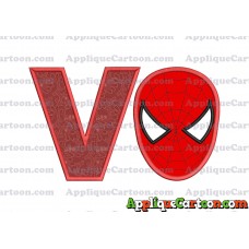 Spider Man Head Applique Embroidery Design With Alphabet V