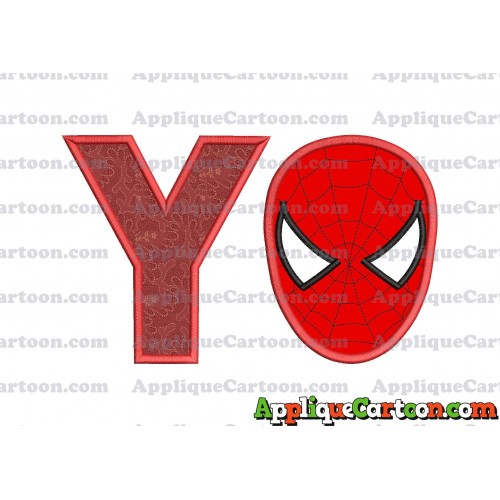 Spider Man Head Applique Embroidery Design With Alphabet Y
