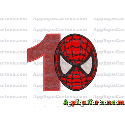 Spiderman Head Applique 02 Embroidery Design Birthday Number 1