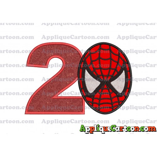 Spiderman Head Applique 02 Embroidery Design Birthday Number 2