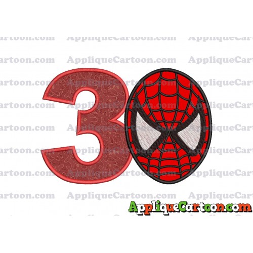 Spiderman Head Applique 02 Embroidery Design Birthday Number 3