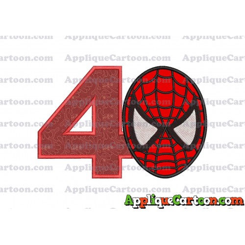 Spiderman Head Applique 02 Embroidery Design Birthday Number 4