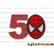 Spiderman Head Applique 02 Embroidery Design Birthday Number 5