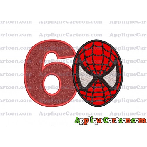 Spiderman Head Applique 02 Embroidery Design Birthday Number 6