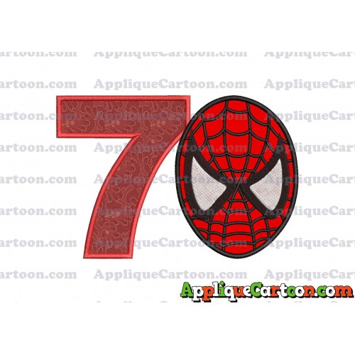 Spiderman Head Applique 02 Embroidery Design Birthday Number 7