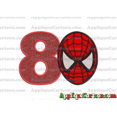 Spiderman Head Applique 02 Embroidery Design Birthday Number 8