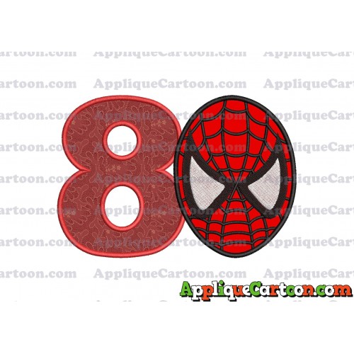 Spiderman Head Applique 02 Embroidery Design Birthday Number 8