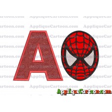 Spiderman Head Applique 02 Embroidery Design With Alphabet A