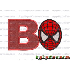 Spiderman Head Applique 02 Embroidery Design With Alphabet B