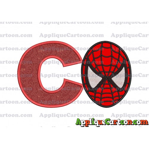 Spiderman Head Applique 02 Embroidery Design With Alphabet C