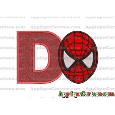Spiderman Head Applique 02 Embroidery Design With Alphabet D