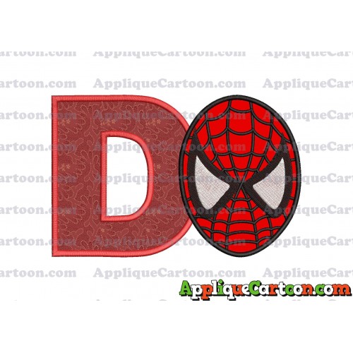 Spiderman Head Applique 02 Embroidery Design With Alphabet D