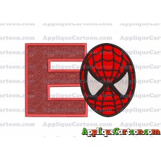 Spiderman Head Applique 02 Embroidery Design With Alphabet E