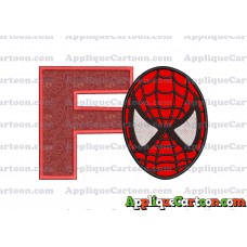 Spiderman Head Applique 02 Embroidery Design With Alphabet F