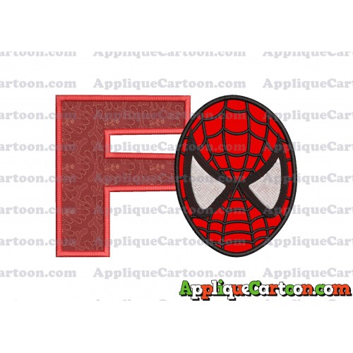 Spiderman Head Applique 02 Embroidery Design With Alphabet F