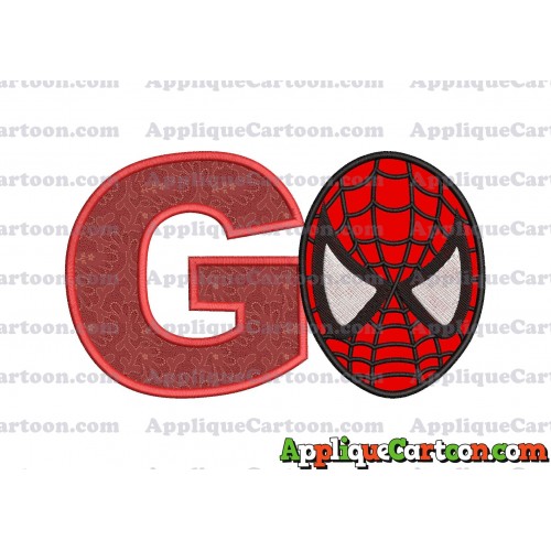 Spiderman Head Applique 02 Embroidery Design With Alphabet G