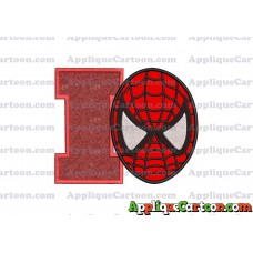 Spiderman Head Applique 02 Embroidery Design With Alphabet I