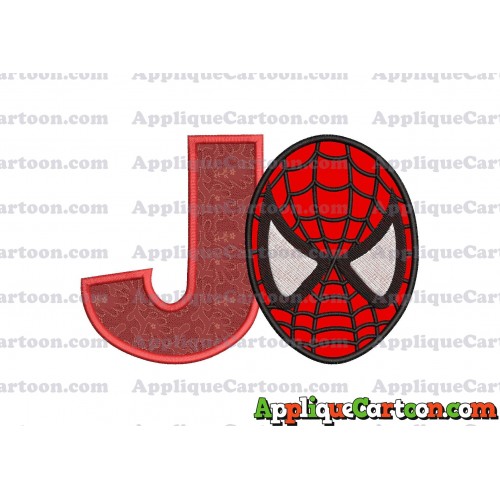 Spiderman Head Applique 02 Embroidery Design With Alphabet J