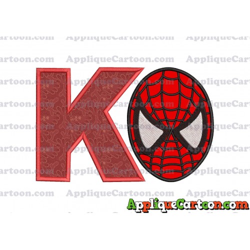Spiderman Head Applique 02 Embroidery Design With Alphabet K